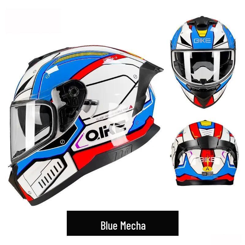 Unisex Double Lens Full Face Motorcycle Helmet with Large Tail Wing