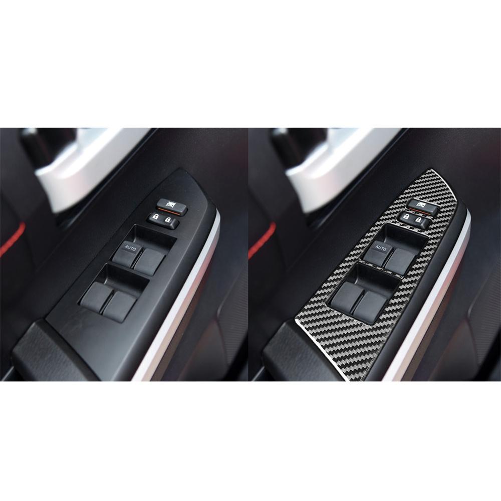 4pcs Carbon Fiber Window Switch Panel Cover Trim Sticker For 14-18 Toyota Tundra