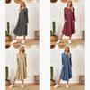 Cotton Long Sleeve A Line Dress With Round Neck For Casual Fall Wear
