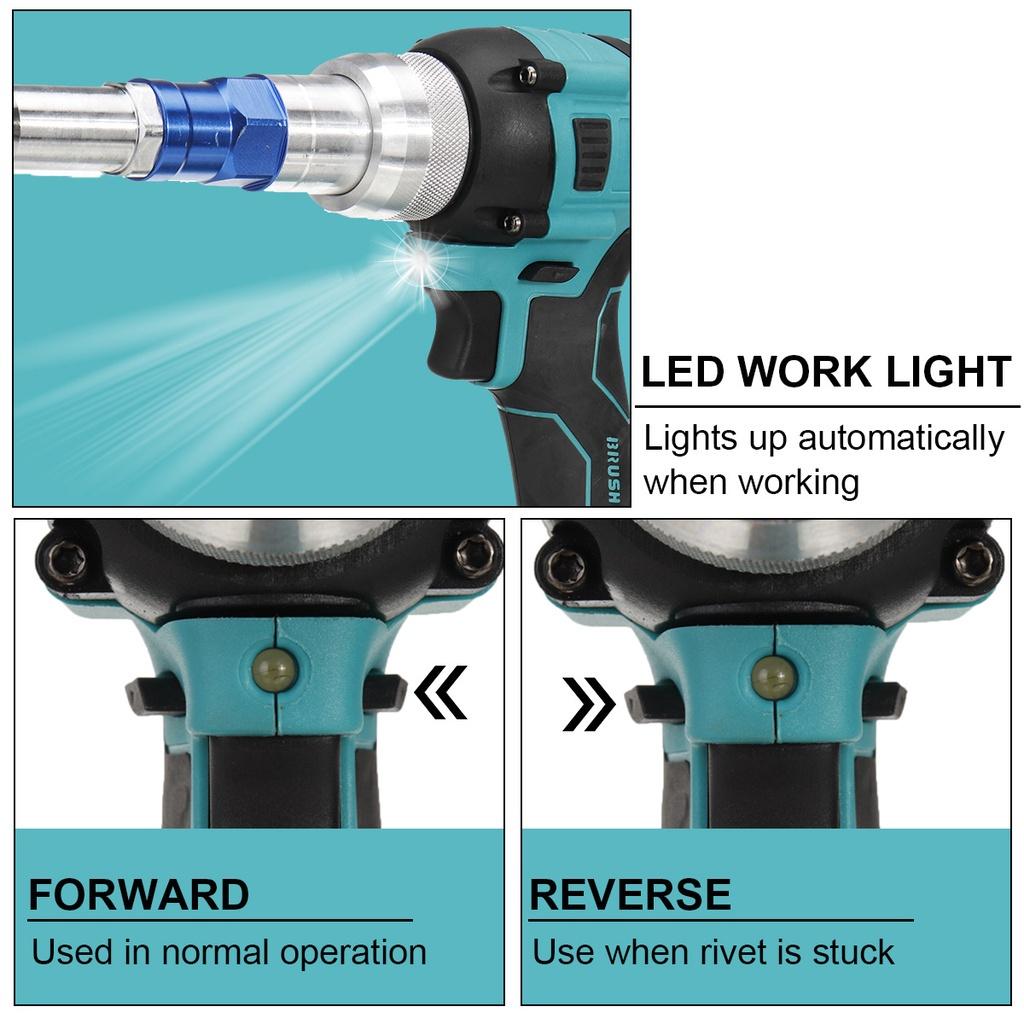 Electric Rivet Guns 3.0-5.0mm Brushess Automatic Cordless Rivet Nut Guns Drill Insert Riveting Tool With 6000mAh Battery AC 110-240V