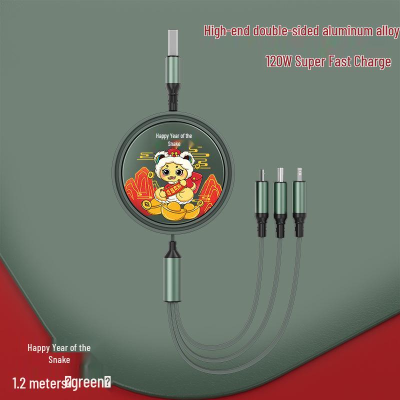 Juran Retractable Multi-Head Fast Charging Cable - 3-in-1 Function