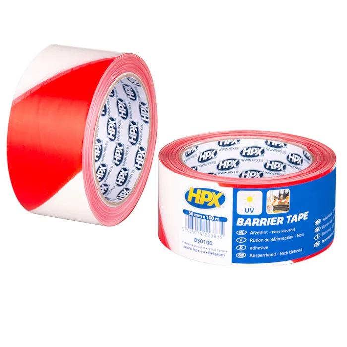 Hpx B50100 Barrier Tape 50 × 100 , Red And White, Adhesive-Free, Pe 0.03 , High Visibility, Uv Resistant