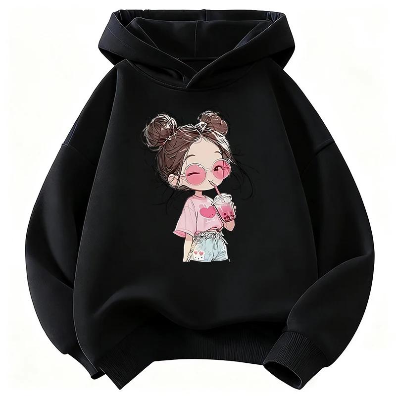 Latest hip-hop children's hooded casual sports shirt - Boys and girls' niche fruit beverage printed pullover