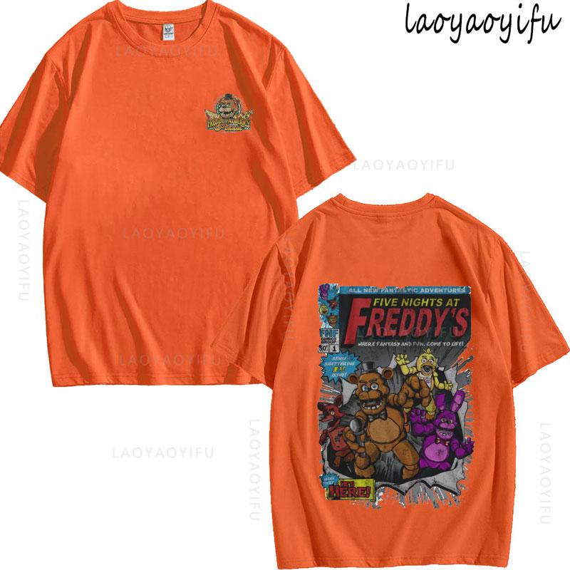 Five Nights At Freddys Theme 100Cotton Printed Fashion Mens Womens Fashion Summer TShirt Shortsleev High Quality Oneck