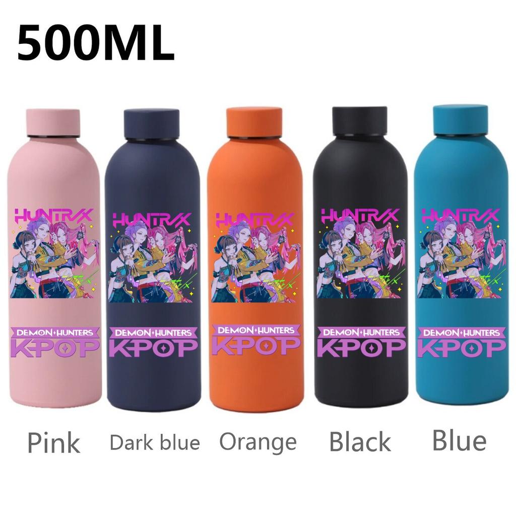 500ML KPop Dämonenjäger Cartoon Druck Sport Auslaufsicher Hohe Qualität Edelstahl Isoliert Wasserbecher Geburtstag Geburtstag Hohe Qualität Geschenke