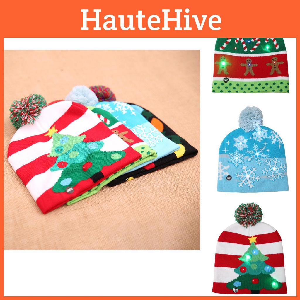 Colorful Led Knitted Christmas Hats For Adults And Kids Perfect Holiday Decor