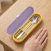 Dopamine Chopsticks Three-piece Set Stainless Steel Fork Dining Utensils Kit  Office Use