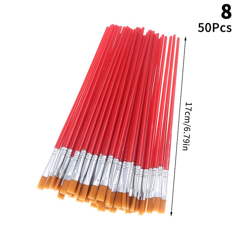 50Pcs Painting Brushes Set Art Round Flat Hair Nylon Hair Paint Brush For Oil Acrylic Watercolor Kids/Artists/Beginners/Student