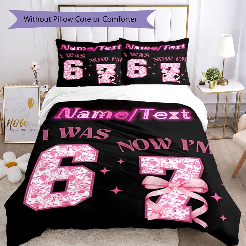3PC Custom Name Happy Birthday Celebration Bedding Set Printed Bedding Set Duvet Cover Closure Includes 1 Duvet Cover & 98 Pillowcases for Bedroom