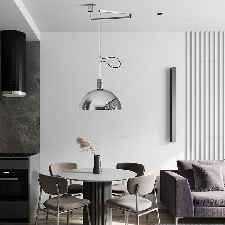 Nordic Creative Rocker Arm Pendant Light - Rotatable Walnut for Study, Kitchen, Bar.