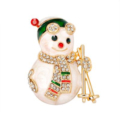 Lady Strass Intarsien Weihnachten Schneemann Emaille Brosche Pin Revers Dekor Weihnachtsgeschenk