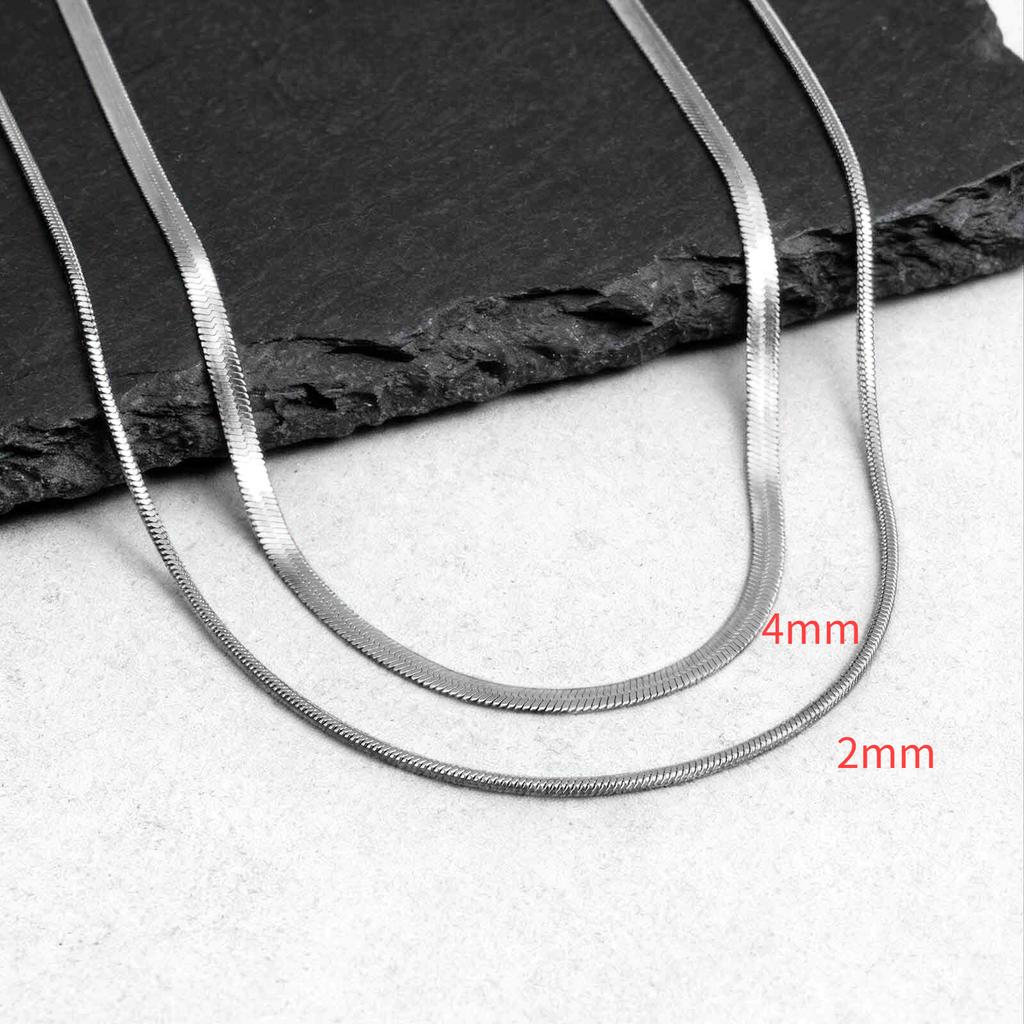 2pcs Chain Necklace for Men Boys,4MM Stainless Steel Flat Snake Chain Collars,2mm Silver Gold Color Box Chain Gift