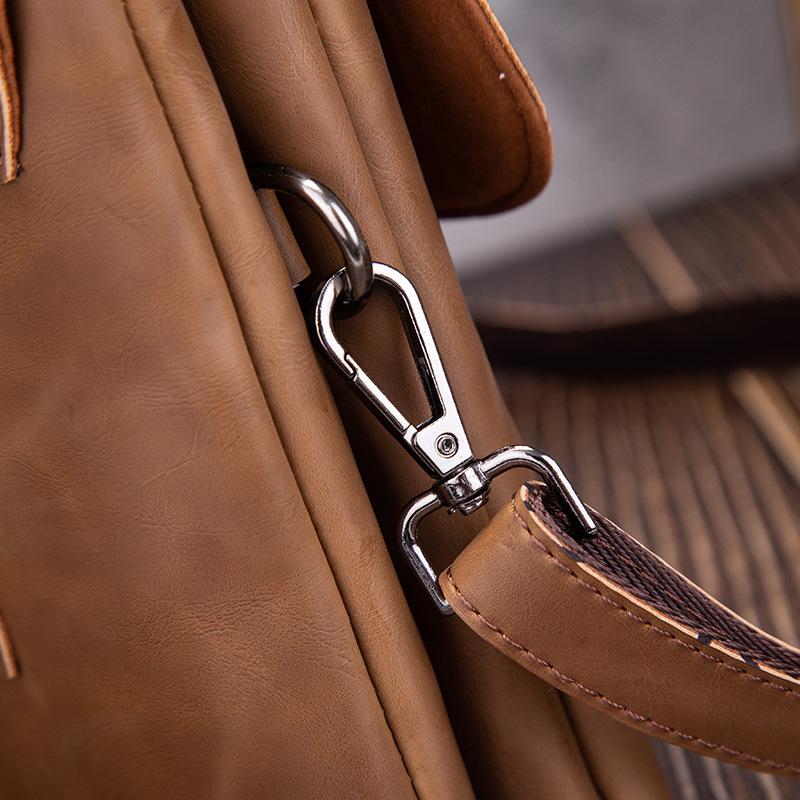 Double-layer Pocket Crazy Horse Leather Korean Men's Bag Casual Backpack Trend Waist Bag Shoulder Crossbody Bags