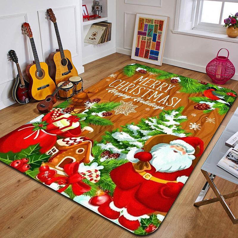 C-Weihnachten Bedruckter Teppich Eingang Fußmatte Wohnzimmer Schlafzimmer Badezimmer Rutschfester Teppich Heimdekorative Fußmatte Neujahrsgeschenk