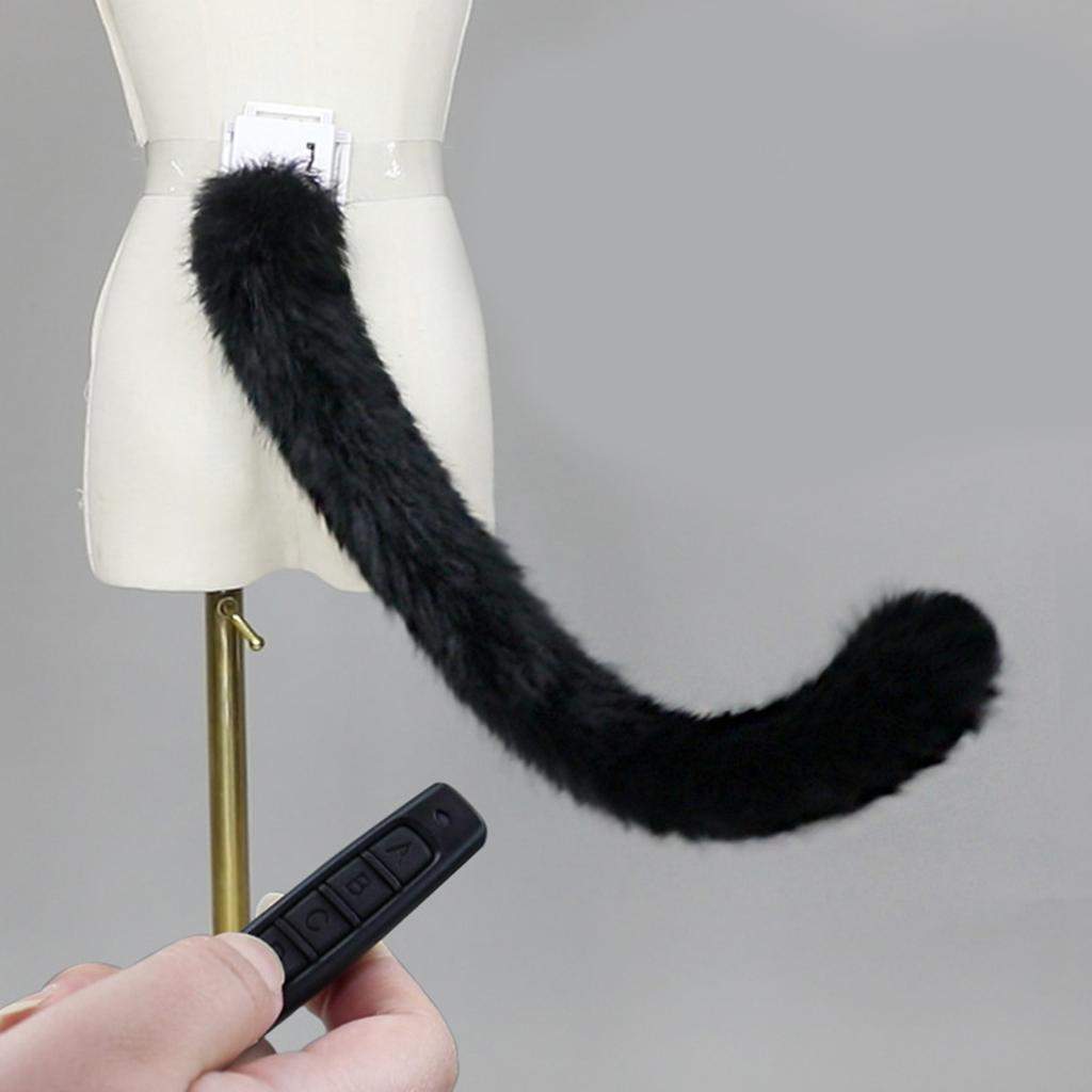 Lovely Plush Tail Remote Control Animal Tail Cats Tail Wagging Tail for Halloween Christmas Carnival Party