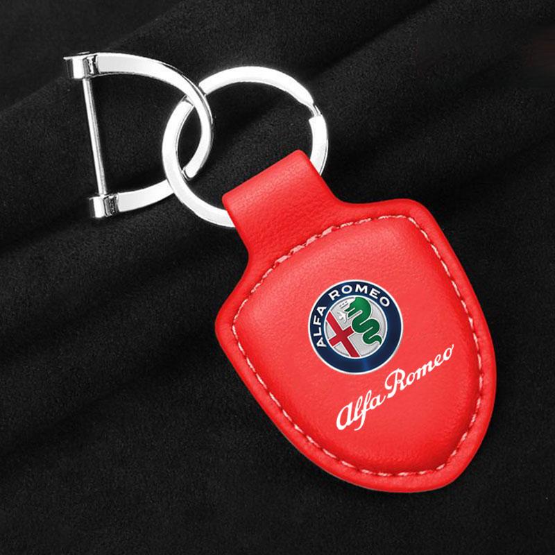 Car Stickers For Alfa Romeo Car Leather Keychain Shield Type 3D Emblem Key Ring For Alfa Romeo giulia stelvio giulietta 159 147