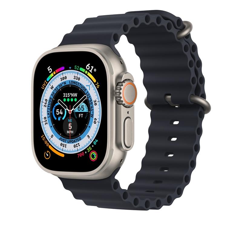 Silikonový řemínek YurKem Ocean pro Apple Watch 49 mm, 45 mm, 44 mm, 40 mm, 41 mm, 42 mm, 38 mm, pro iWatch Ultra řady 8, 7, 6, 5, 4, 3, SE