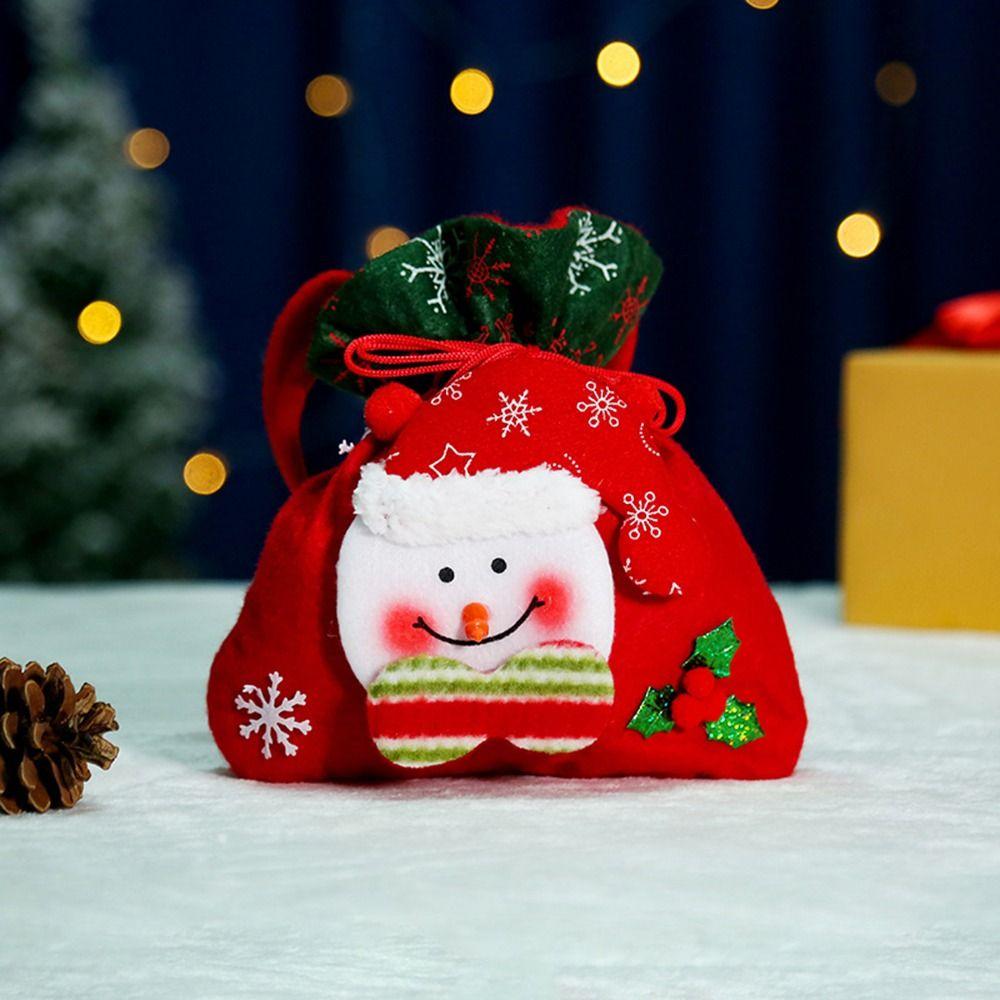 Snowman Santa Claus Storage Bag Candy Bags Christmas Gift Bag Xmas Drawstring Bags Wrapping Pouch