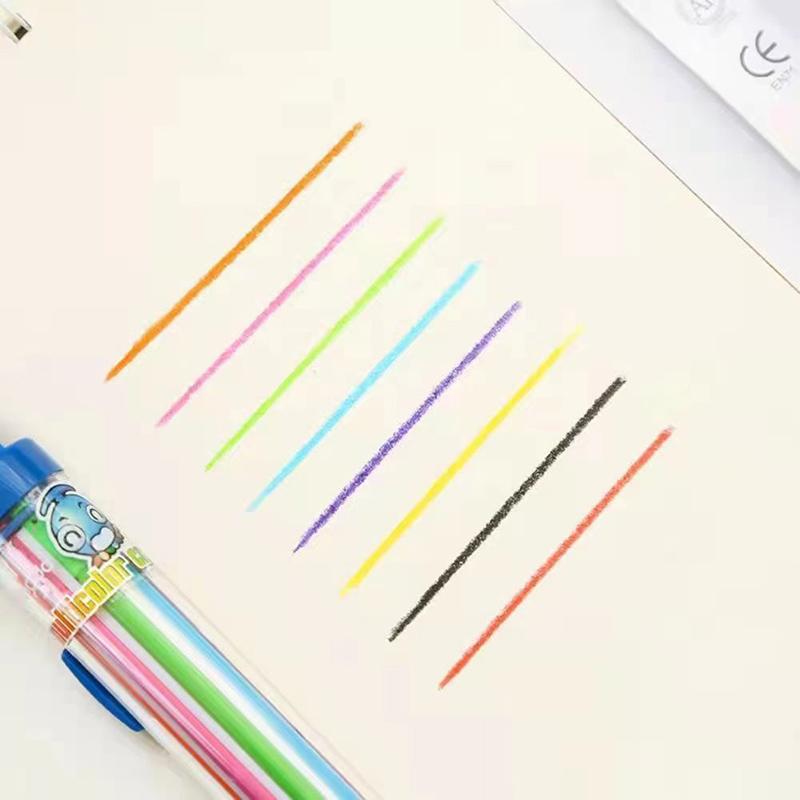 1pcs Children Press Crayons Without Dirty Hands and Can Rotate 8-color Crayons Creative Color Painting Mechanical Crayons