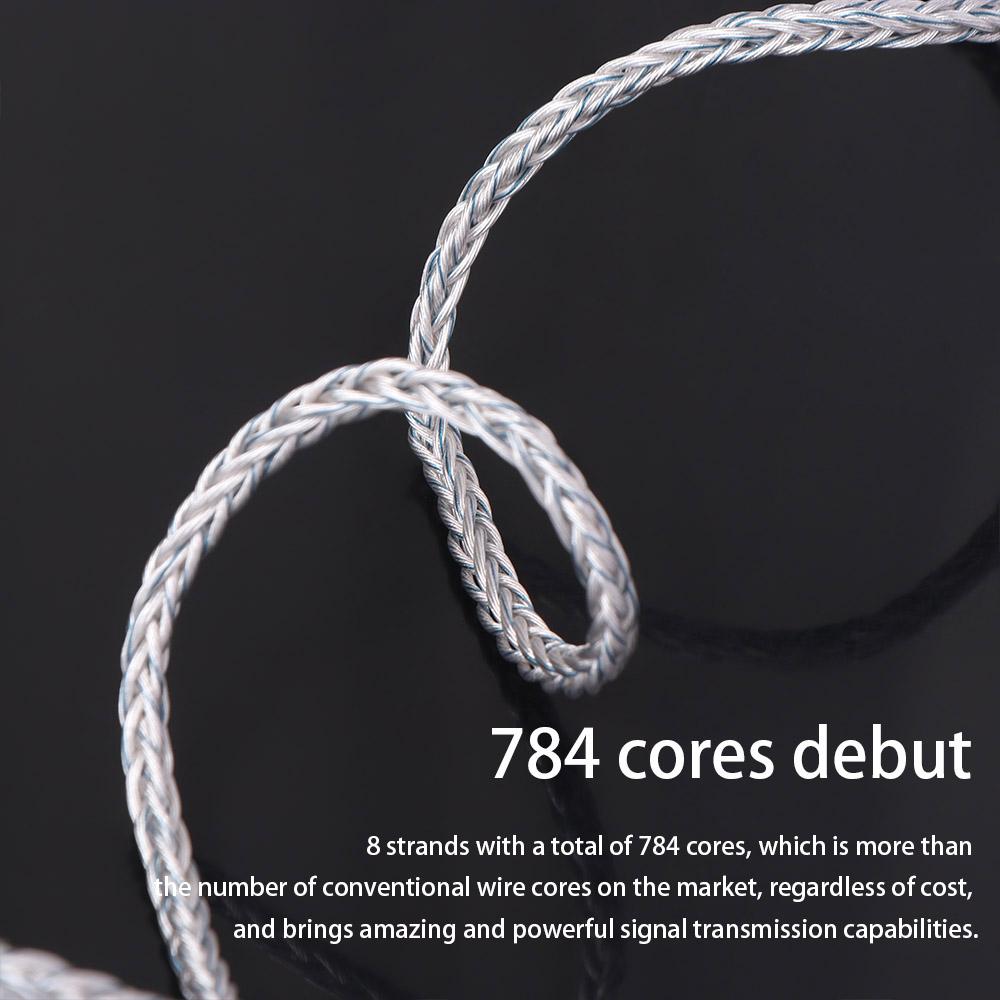 784 Cores KZ Earphones Cable Silver Plated Uparade Cable KZ Headphone Cord Silver Blue Hybrid Replacement Headset Wire KZ
