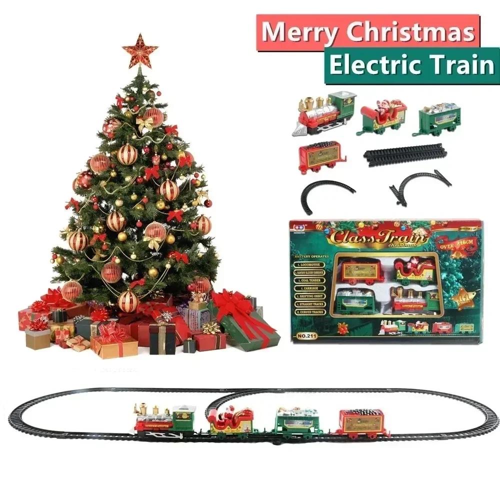 NEW Electric Train Set Mini Santa Claus Rail Car Toy Creative%% Christmas Tree Decoration Train Kids Toy Christmas Gift%%