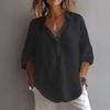 JPNTKY Women's Fashion Casual Solid Color Print Long Sleeve POLO Neck  Blouses & Shirts