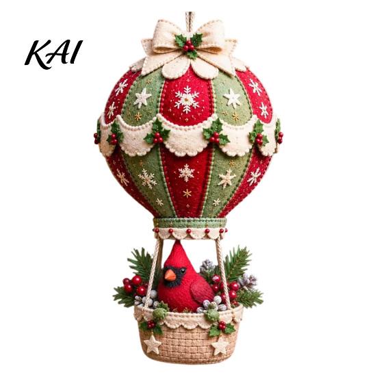 Decorative Wall Hanging Ornaments DIY Christmas Hot Air Balloon Ornament Kit, 3D Handmade Fabric Craft Festive Home Decor Project with Santa