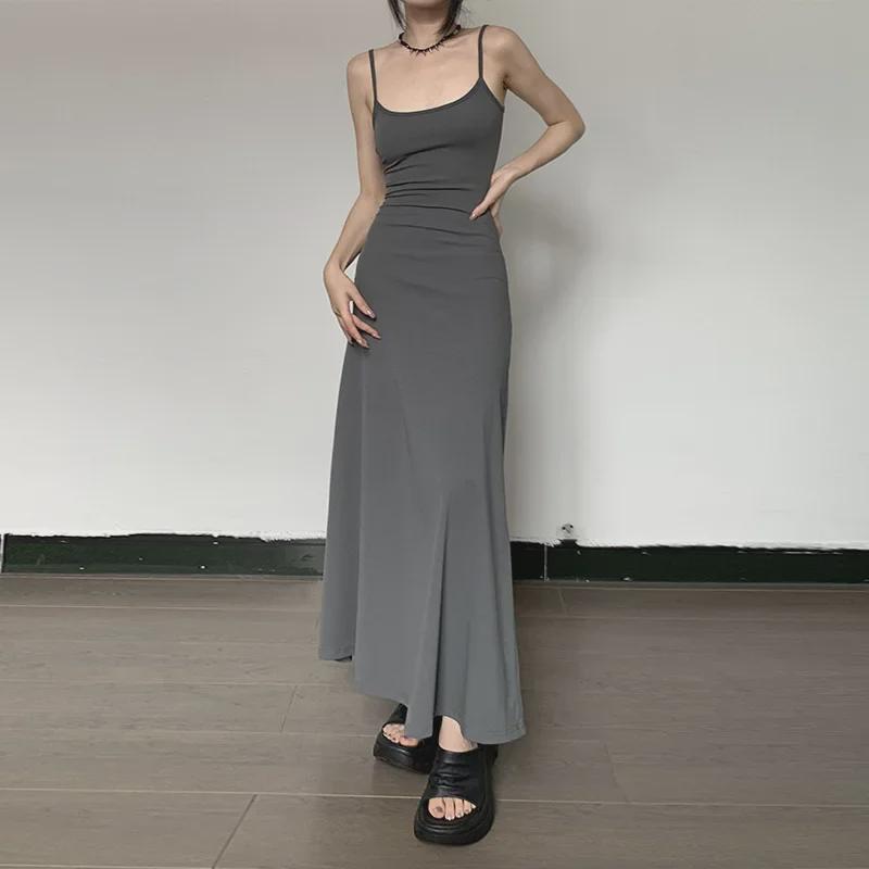 "Women's Sexy Slim Long Suspender Dress for Summer"
