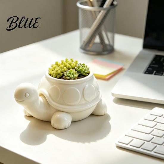Decorative Housewarming Gift 3D Printed Turtle Succulents Pot Cute Animal Planter for Indoor Plants Desktop Decor Flowerpot Mini Green Minimalist
