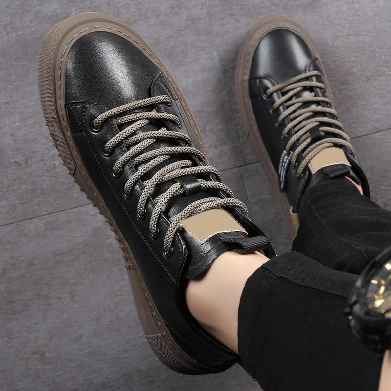 Fashion Men High-top Ankle Boots  Comfy Men Casual Sneakers Handmade Skate Shoes Men Vulcanize Shoes Spring Autumn Fashion Leather Boots