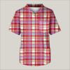 Men's Printing Short Sleeve V-neck Working Blouse Chest Pocket Carer Top