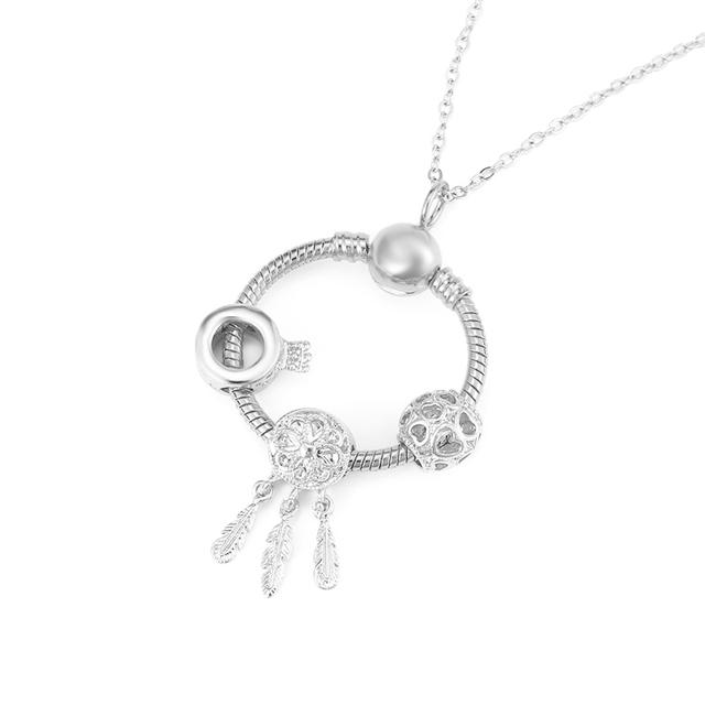 Simple Round Geometric Cubic Zircon Necklace Silver Color Clavicle Chain Union Rainbow Crown Charm Necklace For Women Jewelry