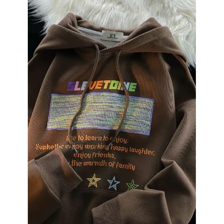 

Мужская толстовка с капюшоном весной и осенью, свободная и модная универсальная куртка с буквенным принтом, мужская толстовка с длинными рукавами, повседневный топ 3XL коричневый