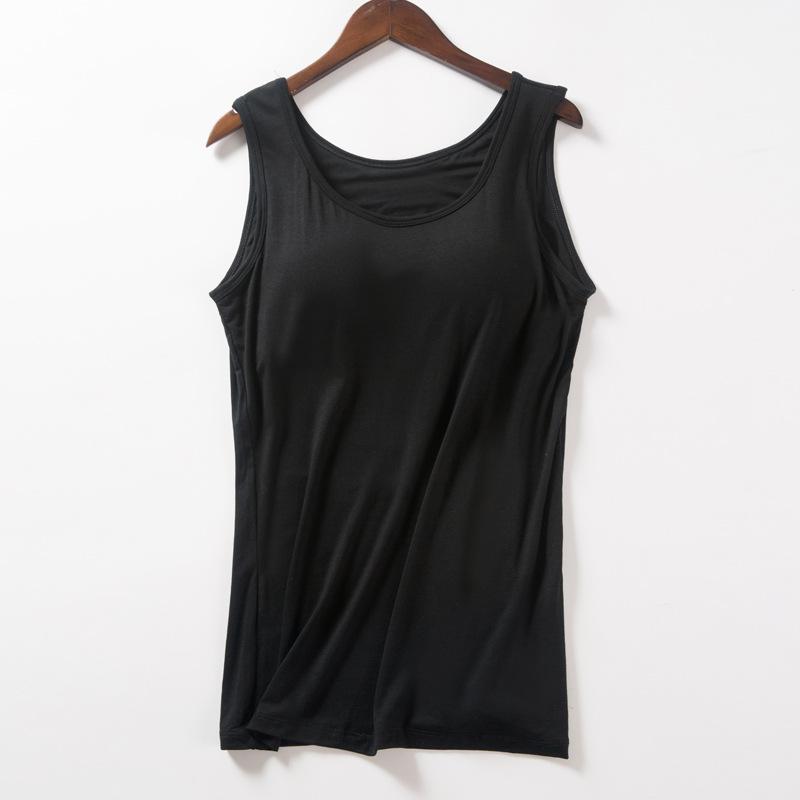Modal met borstkussentje, bandjes, verbeterde cups all-in-one grote maat yoga ondershirt, damesvest.