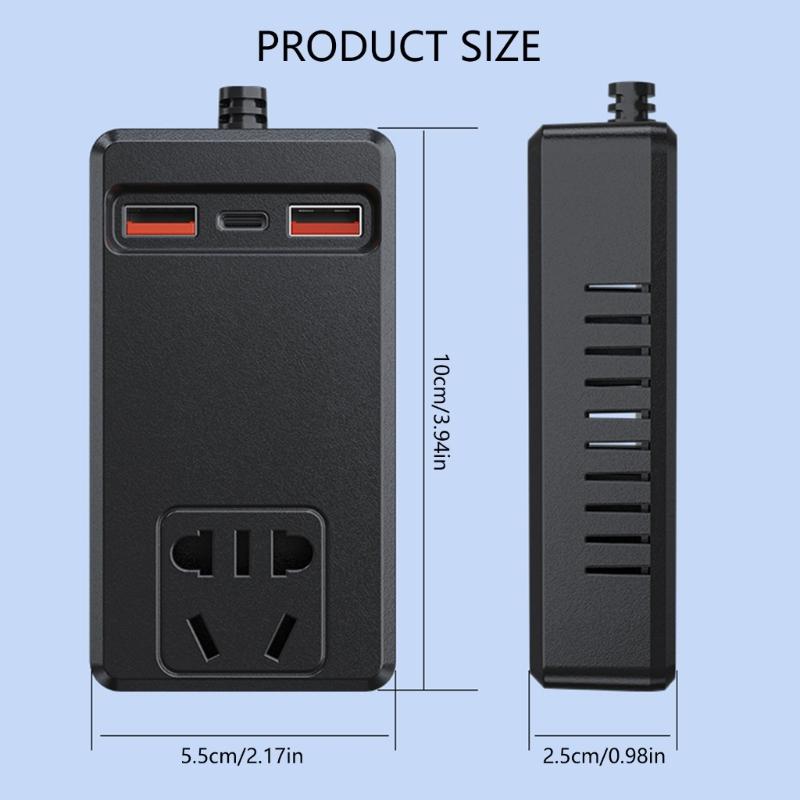 150W Kfz-Stromrichter mit 4 USB-Anschlüssen Schnellladefunktion für Camping, Roadtrips, Fahrzeuge, Spannungsdetektionswerkzeug