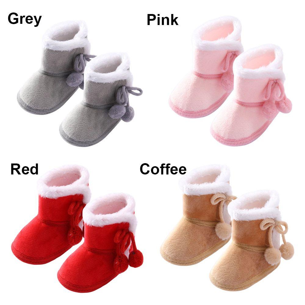 Slip On Anti Skid Bottom Down Shoes Flat Snow Boots Newborn Toddler Plush Fur Winter Warm Boots