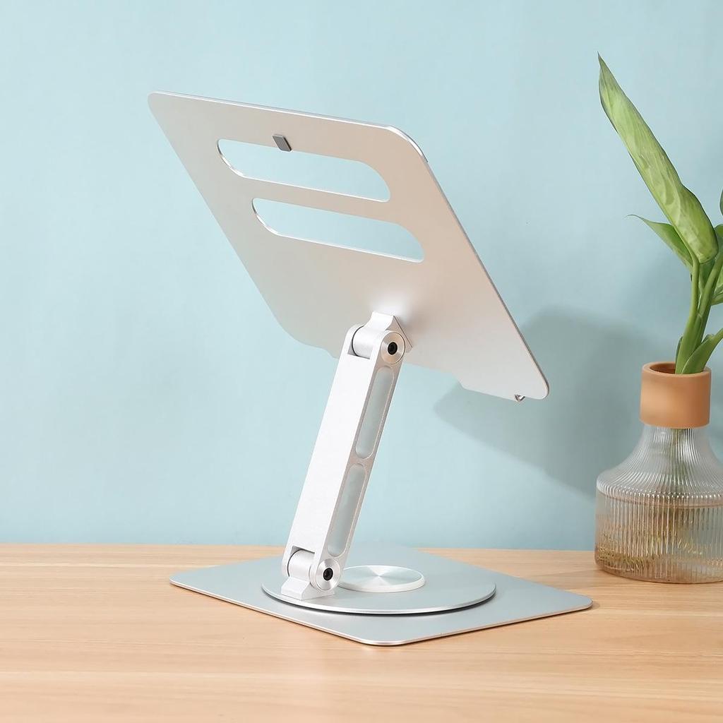 Foldable Aluminum Laptop Stand with 360° Rotation & Cooling Function