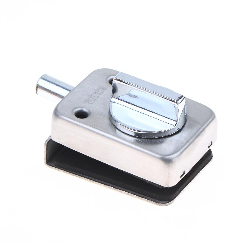 304 Stainless Steel Glass Lock Ground Bolt Ground Lock Anti-Theft Double Swing Hinge Frameless Sliding Door Lock, Brushed Finish