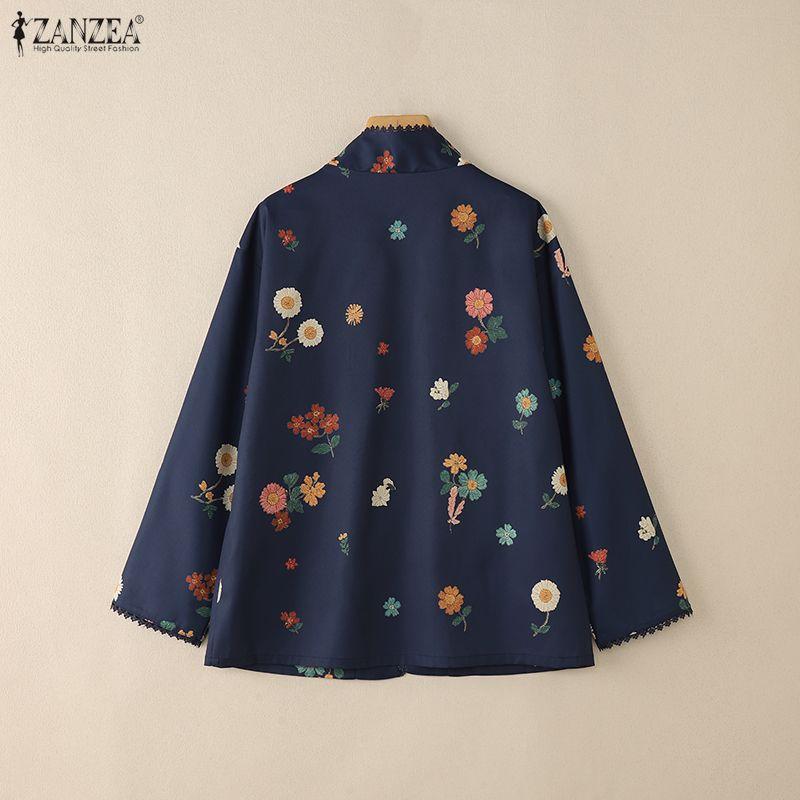 ZANZEA Women Floral Print Loose Casual Long Sleeve Thin Cardigans
