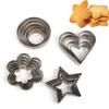 Stainless Steel Cookie Cutters 5 Pcs Set Heart Star Flower Round Shapes Waffle Biscuit Baking Mold