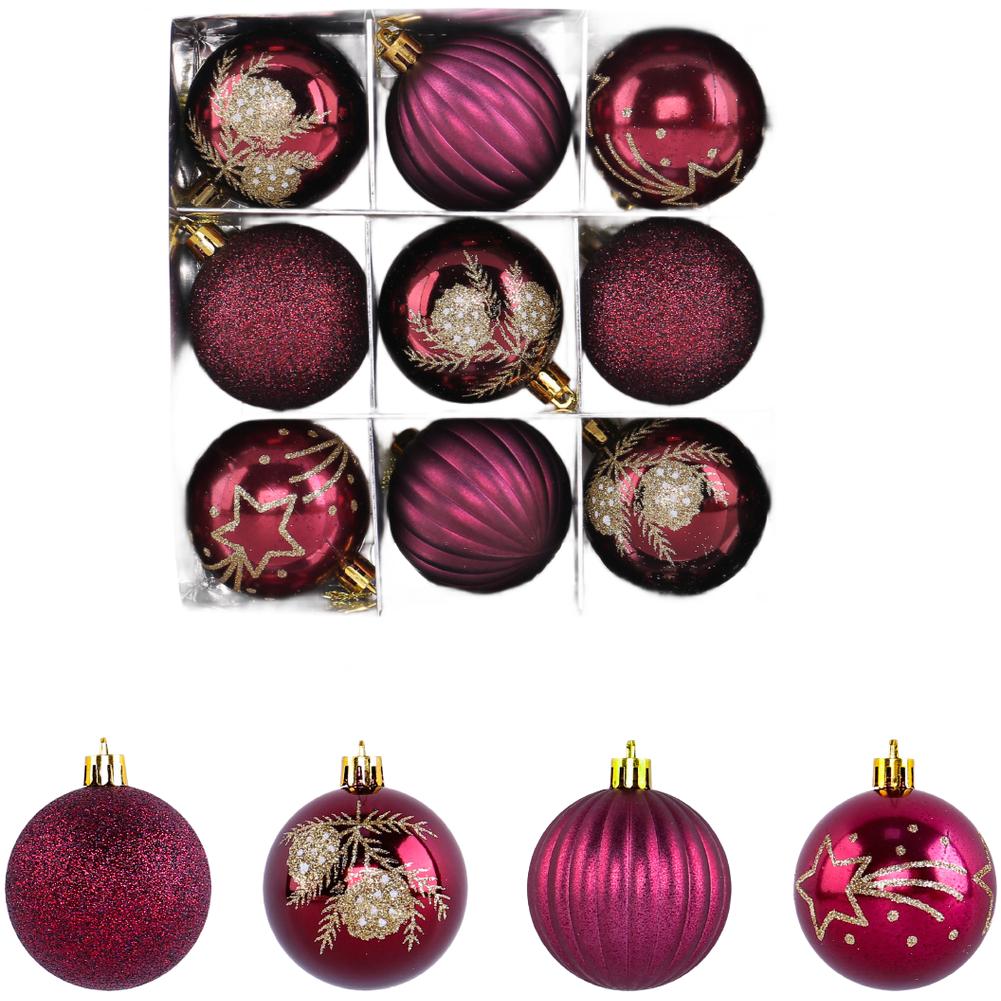 

9PCS Hand-Painted Christmas Ornaments, Festive Window Hanging Present Box Decor Xmas Baubles Xmas Tree Pendants вино красного