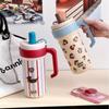 New Large-capacity Water Cup Bingba Cup Stainless Steel Thermos Cup Women's High-value Straw Cold Cup