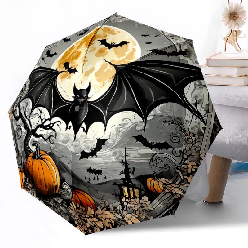 Purple Bat Artwork Automatic Umbrella Compact 8-Rib Design Lightweight All-Season Travel Outdoor Accessory Perfect Gift for Women Men