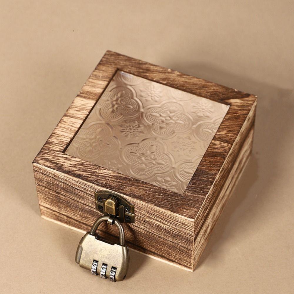 With Lock Vintage Jewelry Organizer Frosted Glass Treasure Decorative Box Home Decoration