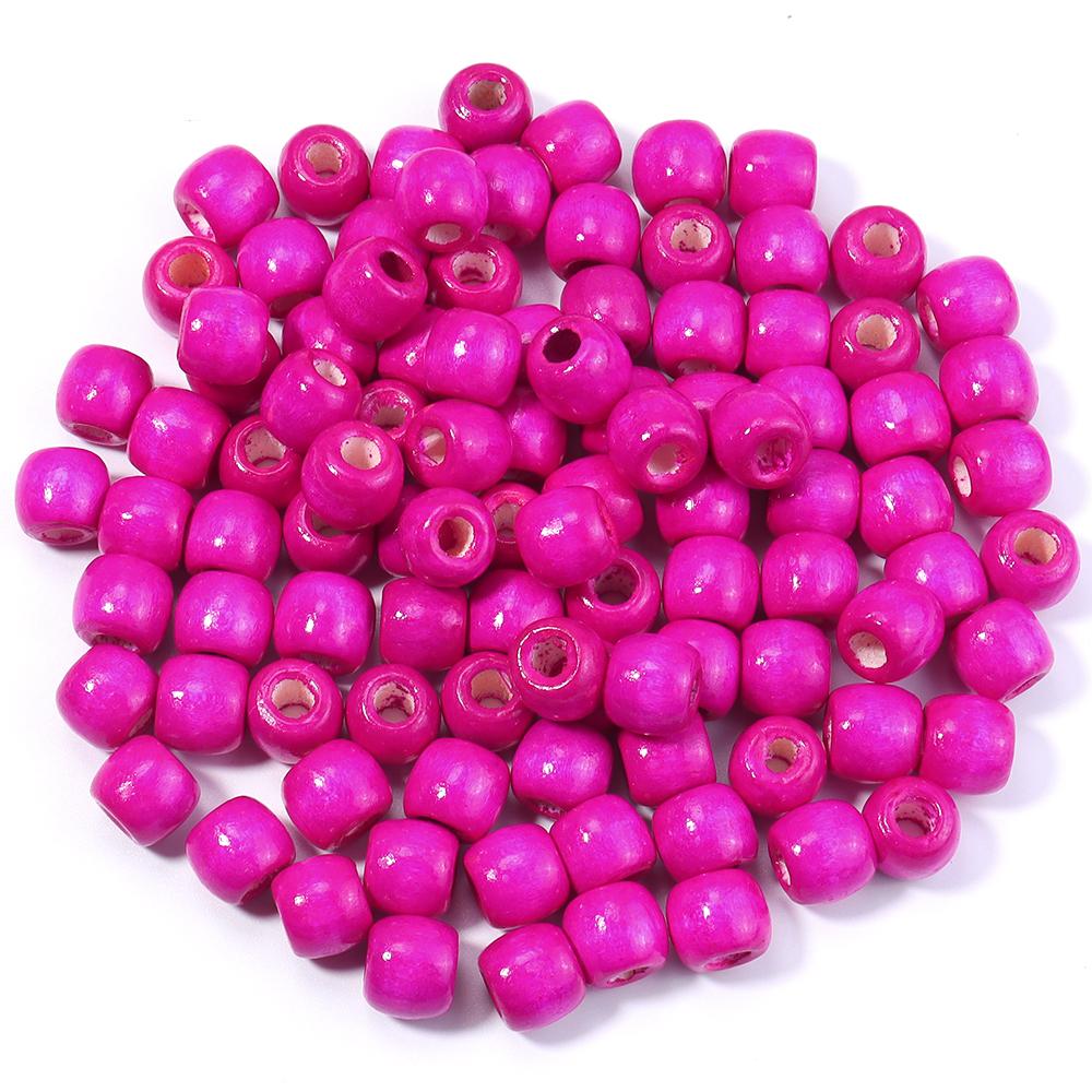 50-100Pcs Natural Wooden Beads Colorful Barrel Shaped Wood Beads Big Hole Loose Beads For Jewelry Making DIY Hair Accessories
