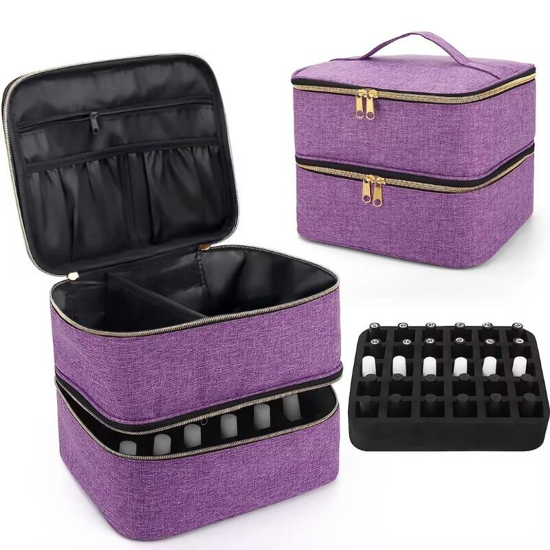 Nail Polish Storage Bag Essential Oil Bag Cosmetic Nail Care Kit Nail Care Tool Storage Box Double Layer 30 Compartment LIJIAO