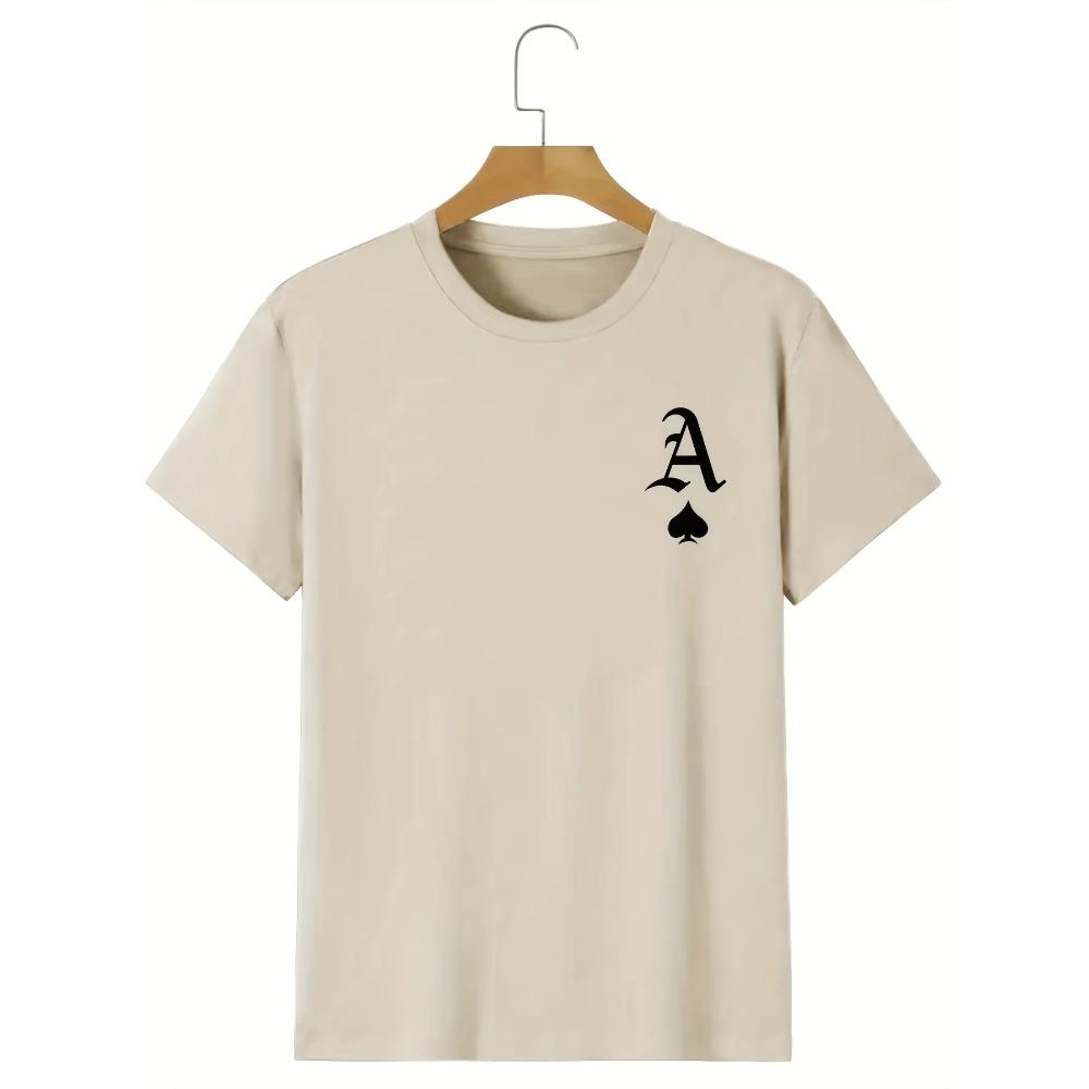 Men's Casual Play Card A Print Crew Neck Short Sleeves T-Shirts For Summer