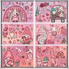 71Pcs/Set Valentine's Day Window Cling Waterproof PVC Cartoon Gnome Love Heart