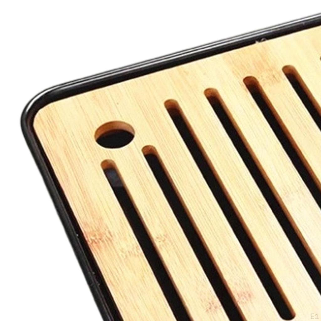 Bamboo Kung Fu Tea Tray Chinese Style,Drainage Reservoir,Gift,Small with Water Storage Table Serving