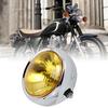 Retro Yellow Lens Motorcycle Round Modified Front Headlight Fits for CG125 GN125 (Electroplate)